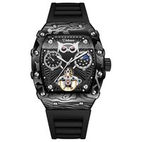 DAXIAOYU Fashion Owl Skeleton Automatic Watch for Men Tourbillon Mechanical Wristwatch Luminous Moon