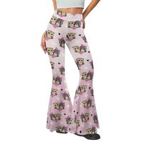 Animepark Owl Love Pink Women's Flare Yoga Pants Valentine's Day Bell Bottom Leggings