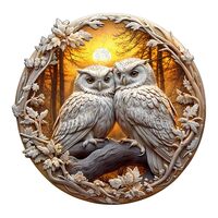 Wooden Puzzles for Adults - Couple Owl Wooden Jigsaw Puzzle - Unique Animal Shaped Wood Puzzles Adul