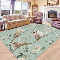 SZLYZM Owl Rug for Kids Room - Owl Rug, 2x3 Rug, Birds on a Branch Area Rug & Room Decor, Sage G