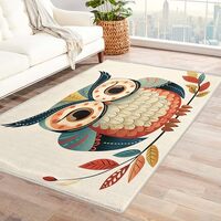 XylQfirus Cute Owl Area Rug Washable 4x6 Rug, Cartoon Bird Rugs for Living Room, Owl Lover Animal Ca