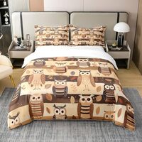 Feelyou Owl 100% Cotton Duvet Cover Full Size Kids 3D Animal Stripes Comforter Cover Set for Boys Gi