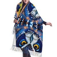 Hiioyt Blue Owl 1 Stylish Scarfs Fall Winter Scarves Shawls And Wraps For Women For All Season Chris