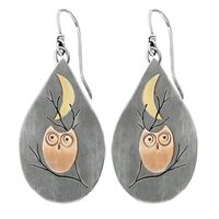 PUSOMU Boho Dangle Earrings - Brass Zinc Alloy - Owl Daisy Tree Bird Moon Teardrop Design - Boho Jew