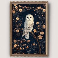 Gothic Owl Wall Art Dark Academia Animal Posters Owl Painting Vintage Artwork Gothic Flower Pictures