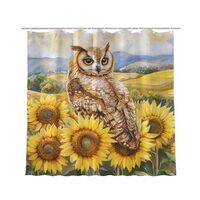 KEEPAEON Sunflower Shower Curtain Owl Shower Curtain Flowers Floral Farmhouse Country Vintage Decor 