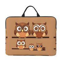 Cute Big Brown Cartoon Owls Print Laptop Bag Water Resistant Computer Bag Laptop Case Work Travel An