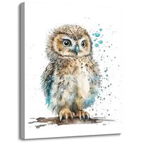 Loomarte Abstract Owl Canvas Wall Art Watercolor Animal Picture Prints Colorful Bird Portrait Artwro