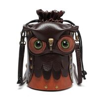 Cartoon Owl Crossbody Bag for Women Lovely Animal Shoulder Bag PU Leather Messengers Bag Drawstring 