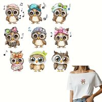 9pcs Adorable Music-Loving Owl Iron On Transfers for T-Shirts Rub on Transfers Stickers Vinyl Ready 