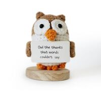 AltrEgo Emotional Support Positive Owlbert Einstein Crochet Plush Toy, Handmade with Thank You Card 