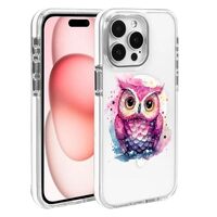 Punmada Compatible with iPhone 16 Pro Case for MagSafe, Clear White with Pink Ink Owl Design Drop Pr