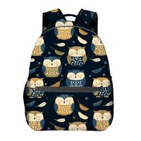 Cute Owl Pattern Backpack, Travel School Laptop Polyester Charming Animal Backpacks for Women Men Ki