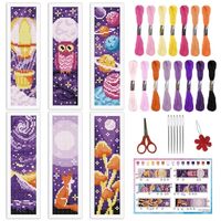 INFUNLY 6pcs Purple DIY Cross Stitch Bookmark Kits 2.4''x7.9'' Owls Stamped Embr