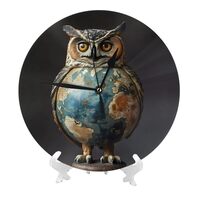 Buewutiry Wall Clocks Battery Operated 10 Inch - Owl Globe Sculpture Modern Silent Small Wall Clocks