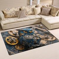 YMGQYJ Area Rug Steampunk Owl 31x20 in, Soft Floor Carpet Rugs Home Decor for Living Dinning Room Be