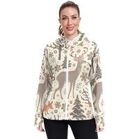 Fygkptb Winter Forest Reindeer Deer Owls Foxes Squirrels Trees Snowflakes Women Zip-up Sunscreen Hoo