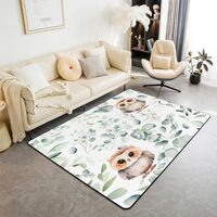 Erosebridal Kawaii Owl Area Rug 6'6" x 4'11",Kids Cartoon Animal Carpet,Funny Wi