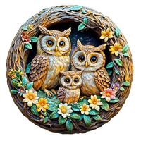 Wooden Puzzles for Adults and Kids - 3D Vision Effects Owl Family Wooden Jigsaw Puzzle - Unique Anim