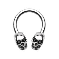 Pierced Owl 14-16GA Stainless Steel Skull Ends Horseshoe Circular Barbell (Silver Tone, 1.6mm (14GA)