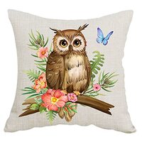 Cariwotan Watercolor Brown Owl Bird Spring Summer Decorative Pillowcase Throw Pillow Cover Case Chai