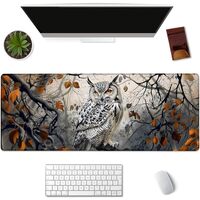 Kibue Cute Owl Gaming Mouse Pad Extended Desk Computer Keyboard Laptop Mouse Pads for Gaming Home Of