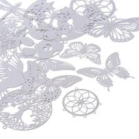 Craftdady 15pcs Butterfly Bird Dragonfly Links Flower Flat Round Stainless Steel Connector Charms Me