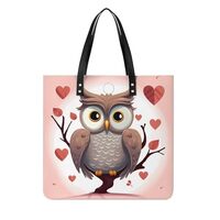 Owl Lover Leather Handbags Crossbody Bags for Women Trendy Vegan Purses Shoulder Handbags with Wide 