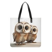 Funny Owl Leather Handbags Crossbody Bags for Women Trendy Vegan Purses Shoulder Handbags with Wide 