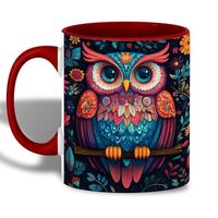 Colorful Folk Art Owl Ceramic Mug, Vibrant Owl Mug, Gift for Nature Enthusiasts, Bird Lovers, or Spe