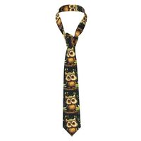 KVCBUYK Big Eyed Owl Prints Men's Necktie - Stylish and Durable Polyester Tie for Business, Wed