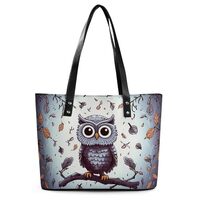 Owl Tree Branches Leather Lady's Handbag Crossbody Purse for Women Ladies Soft Shoulder Bag Med