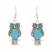 Owl Dangle Earrings for Women Turquorise Owl Drop Earrings Cute Owl Gemstones Dangle Drop Earrings B