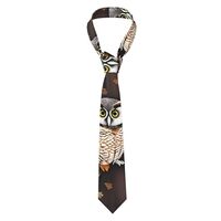 ATTBBH Couple Owl Perch Tree Prints Men's Necktie - Premium Polyester Fiber Tie for Business, W