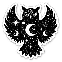Celestial Owl Sticker - 3" Laptop Sticker - Waterproof Vinyl for Car, Phone, Water Bottle - Gal