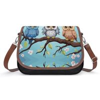 Owls on A Branch Leather Shoulder Bag for Women Classic Crossbody Purse Leather Tote Bag Handbag Pur