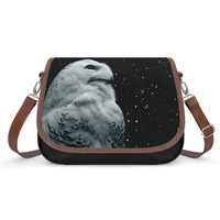 Snowy Owl And Stars Leather Shoulder Bag for Women Classic Crossbody Purse Leather Tote Bag Handbag 