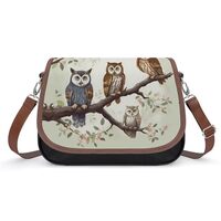 Owls on A Branch Leather Shoulder Bag for Women Classic Crossbody Purse Leather Tote Bag Handbag Pur