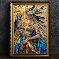 Deocorlevel Gothic Vintage Modern Owl Wall Art Print, 16x24inch, Unframed, Dark Academia, Goddess, B