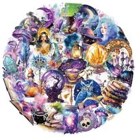 50 Pcs Mystical Witchy Fantasy Aesthetic Sticker Transparent Magical Witchcraft Stickers with Crysta