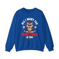 Kymhee Owl I Want For Christmas Is You! Owl Heart Gift Xmas Ugly Sweatshirt Royal