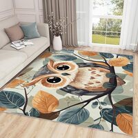 Owl Rug for Bedroom - 2x3 Rug, Owl Area Rug, Kids Cute Cartoon Washable Non Slip Soft Rugs, Kawaii B