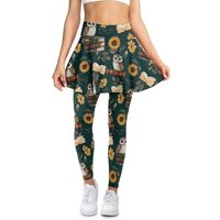 Animepark Owl Book Sunflower Leaves Womens Yoga Skirted Leggings School Running Jogging Legging with