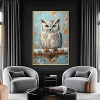 Winter Owl Canvas Wall Art, Owl on Branch Canvas Print, Owl Pictures Wall Decor Framed, Woodland Ani