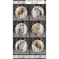 Northcott 24" X 44" Panel Owls Snowy Winter Woods Forests Trees Naturescapes Solitude Dark