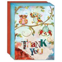 Crown Point Graphics Owl Family 15 Notecards with Envelopes, Reusable Box