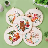 Huacan Embroidery Kits for Adults Beginner Stamped Owl Pattern 5 Pcs DIY Cross Stitch Flower Stitchi