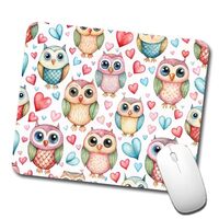 Adorable Owls and Hearts Low Profile Mouse Pad Mat
