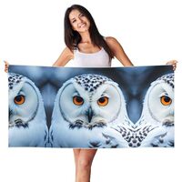 Snowy Owl Eyes Print Summer Vacations Beach Towel Oversized Lightweight Quick Dry for Travel Pool To