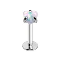 Pierced Owl 16GA 316L Stainless Steel Internally Threaded Prong Set Synthetic Opal Heart Flat Back S